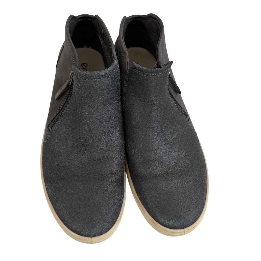 ECCO Soft Leather Zip Ankle Boots Shoes Gray EU 42‎ US 11-11.5 Extra Width